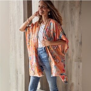 Chicos CORAL REEF RUANA COVERING RUANA PARADISE LILY size l/XL
